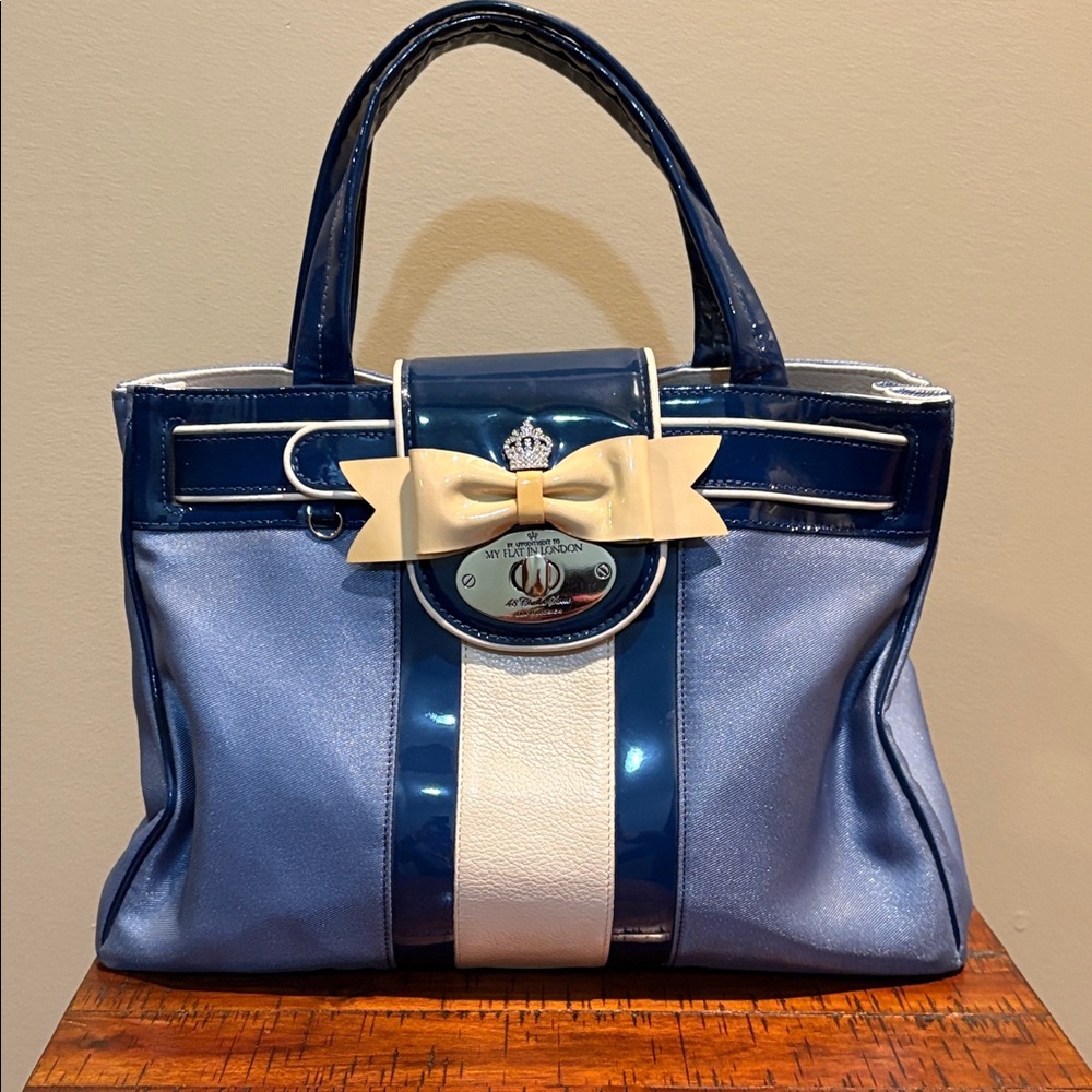 My Flat in London Blue and Cream Bow Bag